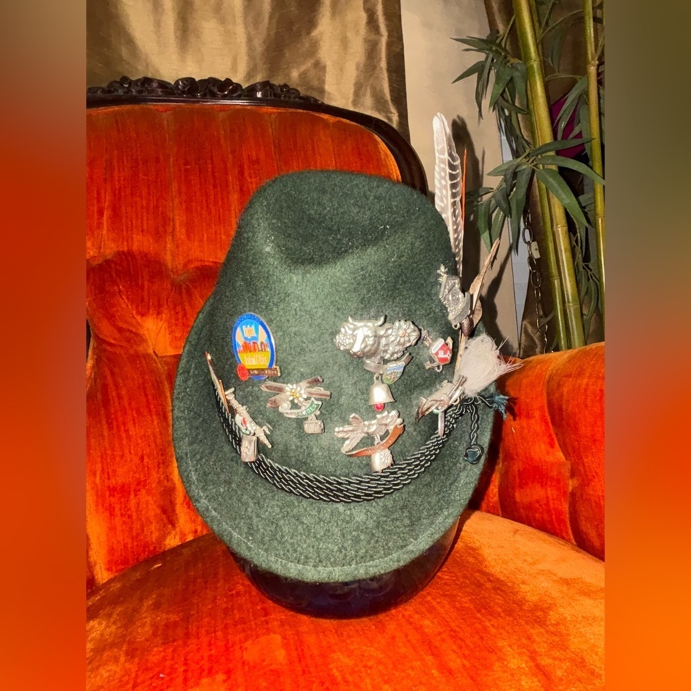 Vintage Wool Green Capa Oktoberfest-fest Original Bavarian hunting hat. 55 - Picture 3 of 15